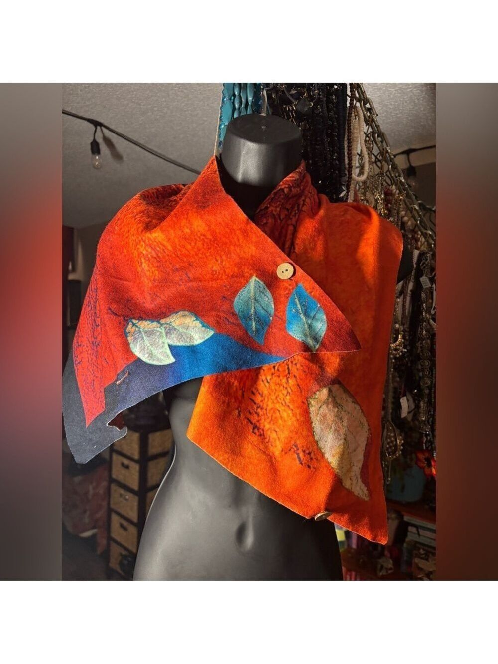 NWOT Wearable Art Shawl | Vibrant Print Wrap w/ Button Closure | MISSLOOK Boho
